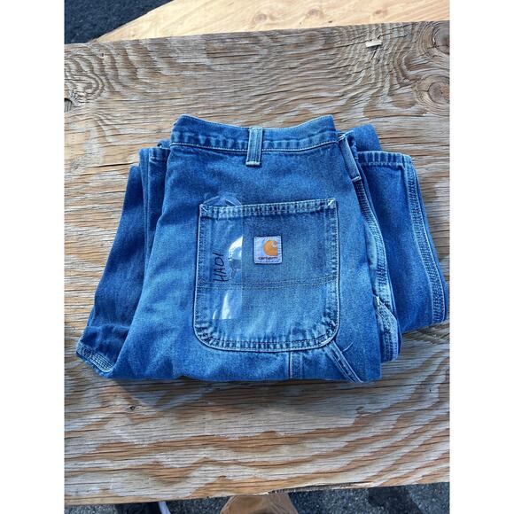 Carhartt Other - Carhartt Jeans Mens 34x36 Blue Denim Carpenter Utility Work Dungaree distress
